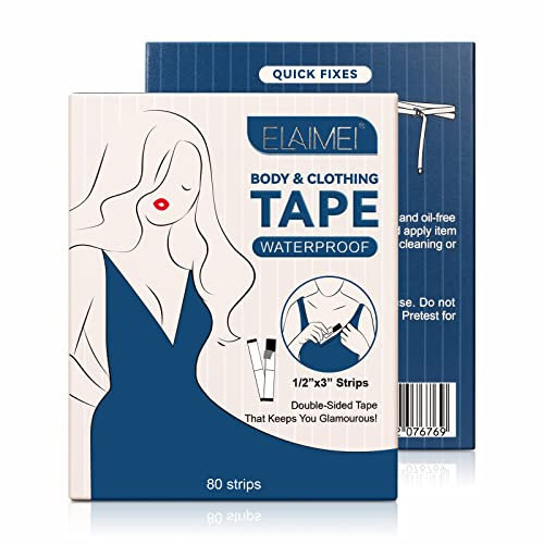 Himtop Lot de 80 rubans adhésifs double face pour vêtements, force adhésive toute la journée et doux pour la peau et les tissus, couleur transparente pour toutes les nuances de peau, face pour tous
