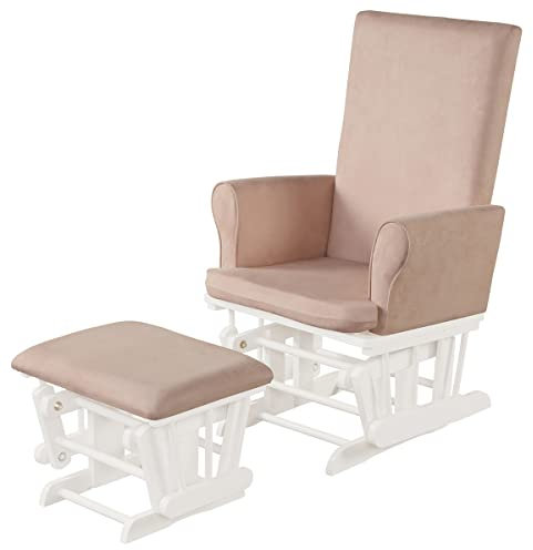 Moderner rosa Liegesessel mit Fußhocker, gepolsterter Stoff Loungesessel, stilvolles Schaukelsessel Sofa für Wohnzimmer, Schlafzimmer & Heimkino Komfort