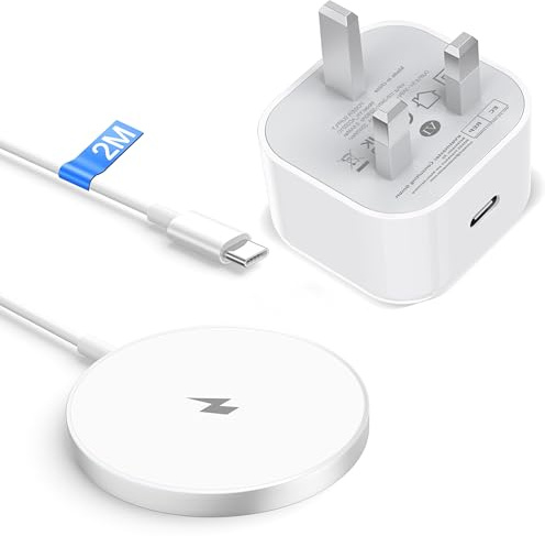 Wireless Charger iPhone 2M, 15W Mag-safe Charger Apple Phone Charger Cable for Phone 17 16 Pro Max/16 Pro/16 Plus/16/15 Pro Max/15/14/13/12 Series Airpods3, Wireless iPhone Charger with 20W USB C Plug