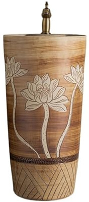 Interni Lavandino monoblocco in ceramica con rubinetto e scarico, lavabo da pavimento for esterni, for patio per Giardino