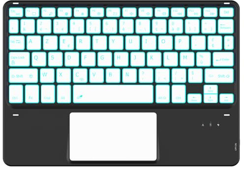 CACOE Bluetooth Tastatur mit Touchpad, [Französische] Kabellose mit 7 Farben Beleuchtete Bluetooth kompatibel mit Samsung/Xiaomi/Lenovo Tablet, Windows, 10 Zoll, Schwarz