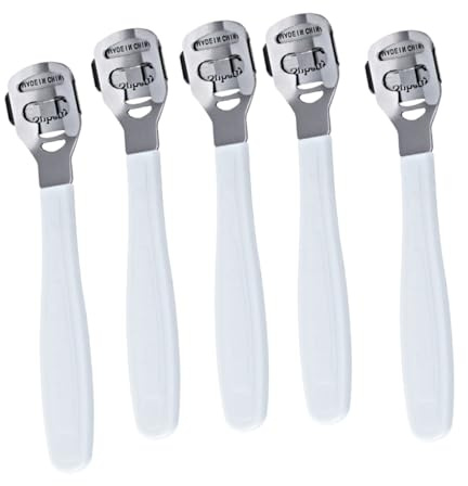 Homoyoyo Rasoir à Callosités Pieds en Acier Inoxydable 5 Pièces, Outil Pédicure Professionnel pour Élimination des Peaux Mortes, des Talons Rugueux, Usage Podologues
