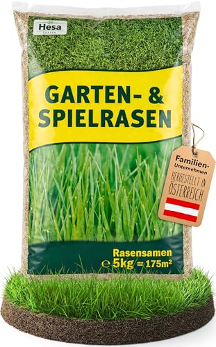 Hesa Graines de gazon de jardin universelles, 5 kg pour environ 175 m², de qualité pour les jardins domestiques et les surfaces résiduelles, facile d'entretien et à germination rapide