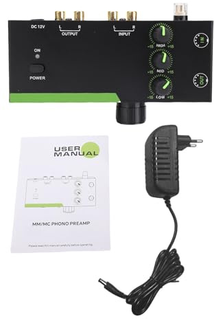 Phono Preamplificatore MM MC, Interfaccia Audio, Regolazione Frequenze Hi - Mid - Low, Connessione Bilanciata XLR, Bassa Distorsione, Uscita, Nero - Suono Puro e Bilanciato,