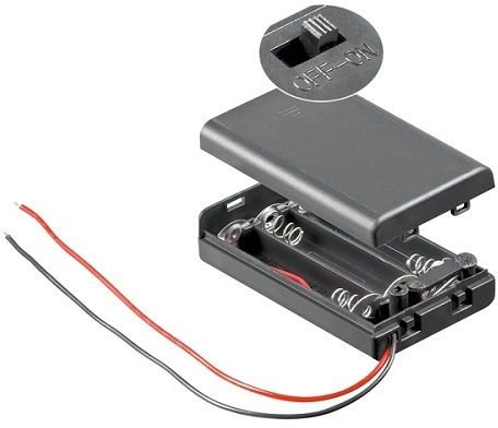 CABLEPELADO Portapilas con Interruptor ON/Off | Soporte de Batería AAA | Incluye Cable de 200mm | Voltaje Total: 4.5V (1.5V por Pila) | Apto para 3 Pilas LR3 AAA (FR3, HR3, LR3)