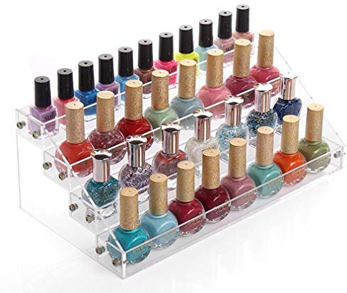 Expositor Esmaltes Uñas 4 Niveles, Soporte Acrílico Transparente Organizador 31x18x14cm