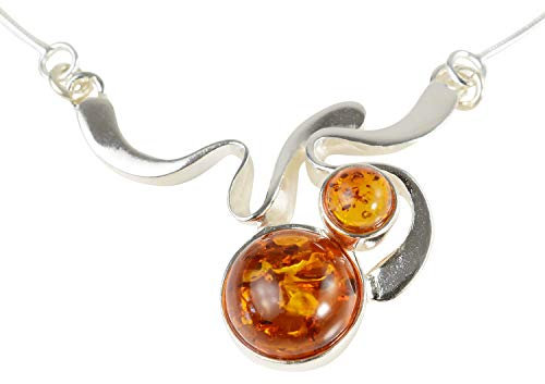 HolidayGiftShops Sterling Silber und Baltischer Honig Bernsteinkette Alcie