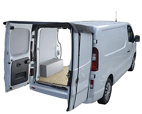 UK Custom Covers To Fit Renault Trafic (2001-2024) Tailored Rear Barn Door Awning Cover Black - BDC507AD2