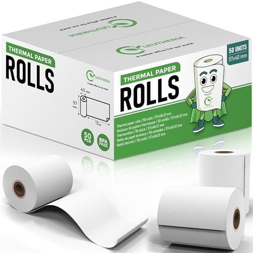 50 EC-Cash Rollen - Thermopapierrolle für Bankkarte - 57x40x12mm LÄNGE XL 15M - Thermopapierrollen für Kassenbon/Quittung Bankkarte/ec kartenlesegerät/Drucker - ohne BPA