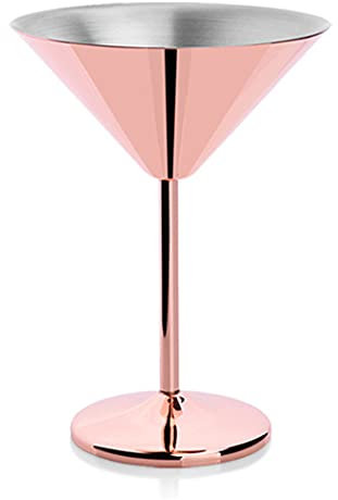 Abcsea 1 Pieza Copas de Martini de Acero Inoxidable, Copas de Cóctel, Copas de Cocktail, Copas Martini Vintage, Cobre Galvanizado, Oro Ros