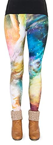 cosey Festival-Party-Line Leggings (Einheitsgröße), Galaxy Rainbow, Talla única Mujeres