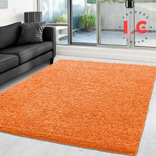 LG TRADERS LIMITED EXTRA THICK HEAVY PILE SOFT LUXURIOUS SHAGGY MODERN AREA BEDROOM HALL RUG RUNNER MAT (Orange, 160 x 230 cm)