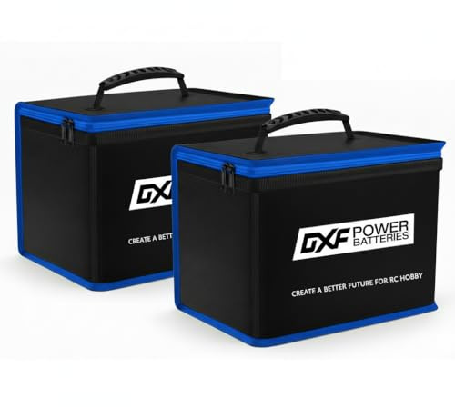 DXF LiPo Battery Safe Bag Fireproof Explosion Proof Storage Pouch for Charging and Storage, Large Capacity Fire Resistant Protective Case for Lithium Polymer RC Battery 2S 3S 4S 5S 6S, 2 Pack