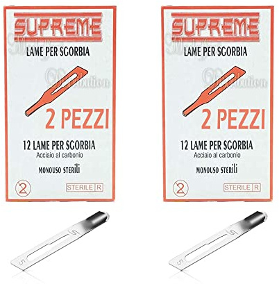 Supreme Sgorbia per Podologia in Acciaio inossidabile, Lama, 2 Confezioni da 12 Lame N.5 Ciascuna