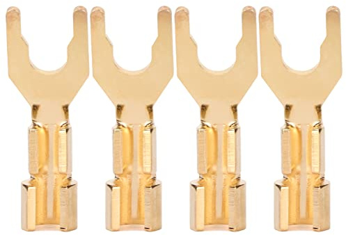 Goshyda 4pcs Y Connettore a Forcella, 5 Mm di Diametro del Cavo Placcato Oro Materiale Conduttore in Rame Puro Connettore del Cavo 'altoparlante per Amplificatori Sistemi