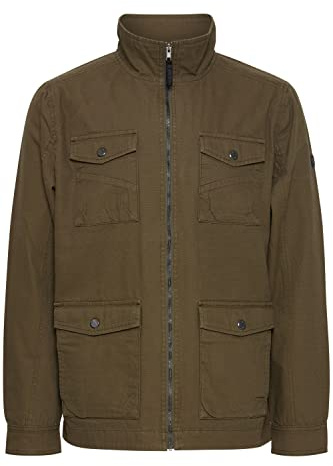 Indicode IDBolven - Giacca da campo, da uomo, non foderata, con colletto rialzato, Esercito (600), L
