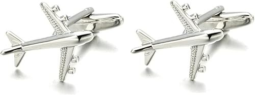 Uteruik Gemelos de Metal con Forma de avión para Hombre, con Caja para Traje de Camisa, decoración de puños, Festival de Negocios, Regalo de graduación de cumpleaños