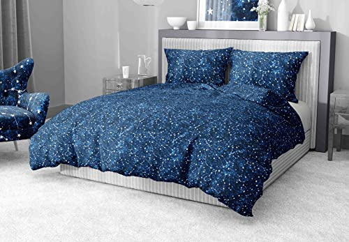 Tex family Copripiumino Costellazione Blu in Morbida Microfibra Made in Italy - Singolo 1 Piazza CM. 155X200