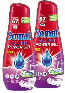 Somat All in 1 Power Gel (2x67 Spülgänge), Geschirrspülmittel für kraftvolle Reinigung und strahlend sauberes Geschirr, sogar im Eco-Programm & bei niedrigen Temperaturen