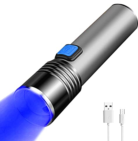 YZYOE Linternas recargables de caza luz azul, luces de seguimiento sangre, 3 modos, linterna táctica led pequeña zoomable Linterna visión nocturna pesca coyote.