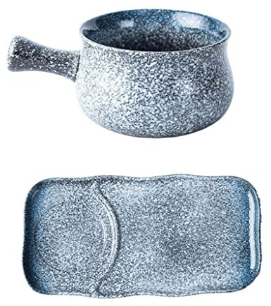 XOUVY 1 Set di scodelle per la Colazione con Manico, Piatto in Ceramica Ciotola per zuppa di cipolle Francese, può Essere Riempito con zuppa, Cereali, Farina d'avena, Pane, Biscotti