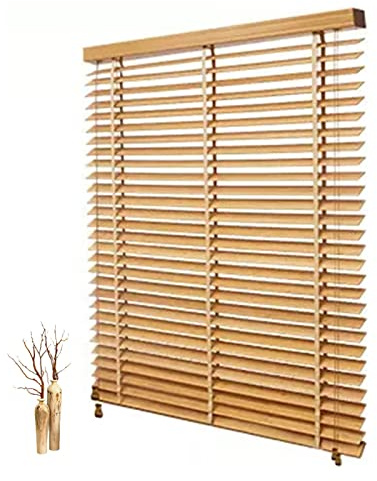 Jolan Jalousien Aus Massivholz,Horizontale Innen Jalousie,Fensterläden Jalousette,Holz Jalousetten Für Das Büro,Wärmedämmung/Sonnenschutz/Sichtschutz Vorhänge,50mm Lamellen,W×H-90x120cm/35.5x47in