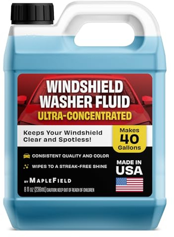 Maplefield Windshield Washer Fluid Concentrate - 8 Fl Oz, Makes 40 gal - All-Season Streak-Free Windshield Wiper & Window Washer Fluid
