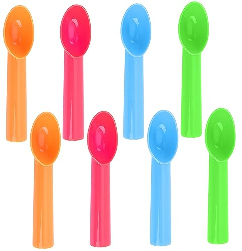 8 Pack Plastic Ice Cream Scoop Nonstick Ice Cream Spoon with Comfort Handle for Ice Cream Fruit Yogurt Potato Meat Balls Rice Dishes - Assorted Color