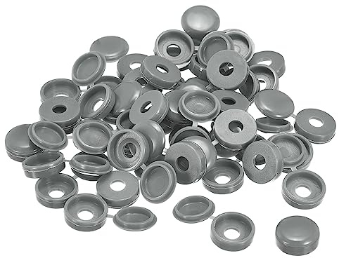 sourcing map 200 Stück Klapp-Schraubenabdeckungen, 6mm Scharnierte Schraube Deckel Kappen Plastik Klappbare Schraube Schnappdeckel Unterlegscheibe Schutzhülle für M4 M5 M6 Schrauben Grau