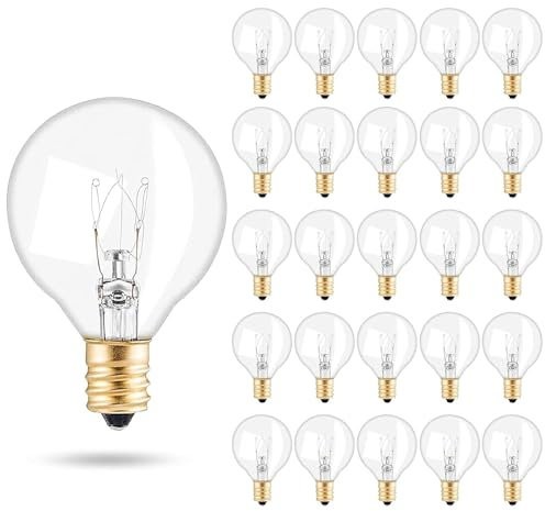 YUNYODA G40 Lampadinen di Ricambio E12, 25 Pezzi Lampadine Globo 7W, Impermeabile G40 Lampadine Bianco Caldo Per Luci a Corda Decorazione per Veranda Feste a Casa Terrazze Tensione 220-240