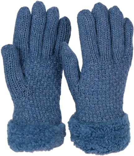 styleBREAKER Damen Strickhandschuhe Perlmuster Poly | Wärmendes Fleece-Innenfutter, elastische Einheitsgröße für fast alle Handgrößen (16-21 cm Umfang), ohne störende Nähte.