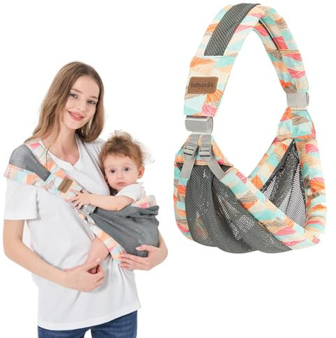 IULONEE Marsupio Neonato Fascia Porta Bebè Elastica Fascia Neonato Traspirante Porta Bebe Morbido Fascia Per Marsupio Regolabile Porta Bebe Portatile Per Neonati e Bambini Da 3 a 36 Mesi (Colorato)
