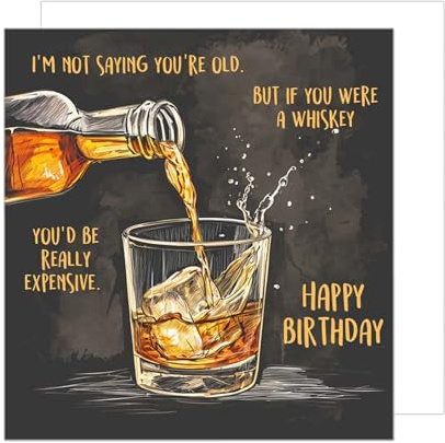 Edition Seidel Premium quadratische Geburtstagskarte mit Umschlag. Glückwunschkarte Happy Birthday Billet Karte mit Lustigem Spruch Whisky Mann Frau Humor (GQ187 SW024)