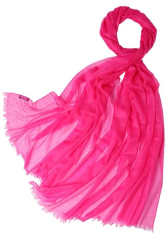 Prettystern Damen Kaschmir-Stola leicht Ring festlich Kaschmir Schal Abendkleid Schulter-Tuch XL dünne Cashmere 26. Magenta Pink