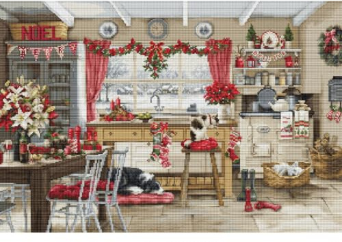 Luca-S Kreuzstich Stickpackung Weihnachten Landhausküche, Zählmuster, Multifarbig