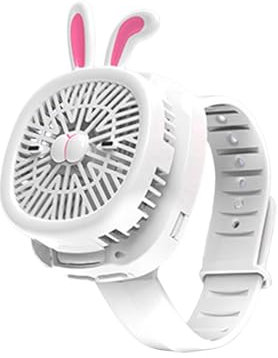 ventilatore portatile, ventilatore personale, ventilatore cartone animato ricaricabile USB a 3 velocità, ventilatore a mano con luce, ventilatore per orologi per concerti, viaggi,