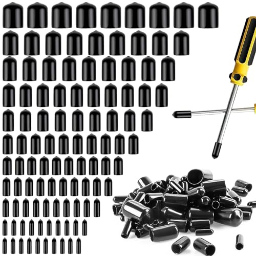 Ezydka 200 Stück Gummi Endkappen 1,5/2/3/4/5/6/7/8/9/11/15mm Gummikappen | Gummikappen Schrauben Runde PVC Vinyl Gummikappe für Schrauben Drahtseile, Metallstäbe, Elektrokabeln