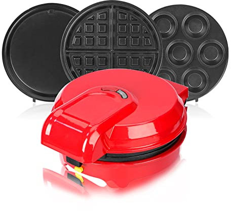 Gofrera 3 en 1, Placas extraíbles, Máquina de planchar para pizza, tarta de huevo, gofres, revestimiento antiadherente, sartén eléctrica multifunción, sartén, desayuno rápido, utensilio de cocina (r