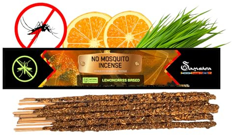 Samsara Stick - Incenso Antizanzare - Incenso Citronella | NO CARBONE, NO additivi chimici e volatili | NO MOSQUITOS - 100% Naturali (8 STICK)