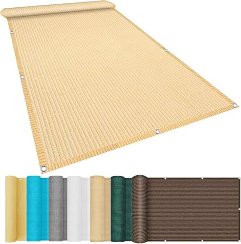 Balkonsichtschutz 1,4 x 3 m Sonnenschutz Groß Sonnenschutz Gartensonnenschutz Balkon Sichtschutz Atmungsaktiv Einfach zu montieren Ösen an Vier Seiten Inkl. Befestigungsschnur und Kabelbinder Für Ba