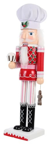 Ciieeo Decorazione Natalizia Schiaccianoci Chef Di Natale Figurina Schiaccianoci 38 Cm Soldato Di Legno Ornamento Da Tavolo Per Le Feste Di Natale