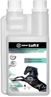 Adve® Luft E – Ergänzungsfuttermittel für Pferde – unterstützt den Respirationstraktes – bei Atemwegsproblemen – 1 l Flasche mit Dosierhilfe