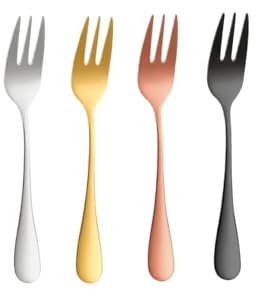 OZXLH 1/2/3 Pieces Gold Fruit Fork Stainless Steel Coffee Tea Fork Set Ice Cream Cake Dessert Mini Fork Afternoon Party Black Cutlery(2Pcs Rose Gold)