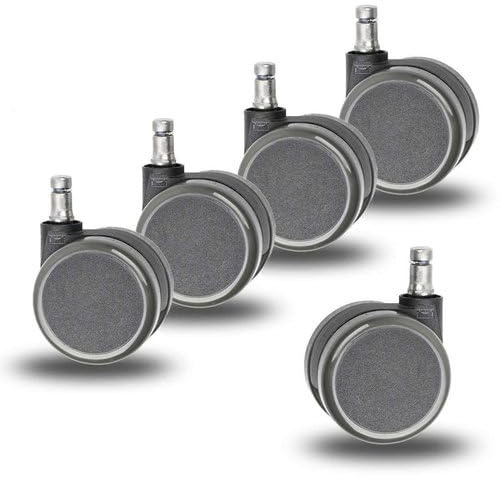 Trendoffice by Dauphin Stuhlrollen Ersatzrollen Sicherheits-Doppellaufrollen für Drehstuhl, Stift 11 mm, 5er Set, für Hartböden, wie Laminat, Vinyl, Parkett, Stein, Fliesen