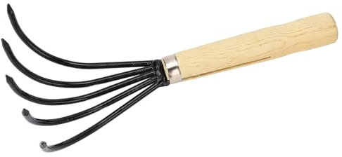 Wood Hand Japanese Claw Rake , 5 Steel Tines Wooden Handle Ergonomic Claw Cultivator for Tilling Loosening Soil Carbon Steel Cultivator Gardener for Garden Pulverized Aerated