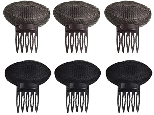 Ipetboom Almohadillas Cabello 6 Piezas Aumento Volumen, Insertos para Protuberancia, Tamaño Mediano, Color Negro y Café, para Mujeres y Niñas, Accesorio Moldeador de Peinados y Moños