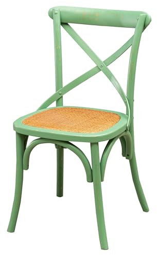 Biscottini Cross Esszimmerstühle – Stuhl aus Massivholz 86 x 42 x 46 cm – Küchen- und Wohnzimmerstuhl aus Rattan – Holzstühle für den Innen- und Außenbereich – Landhausstil