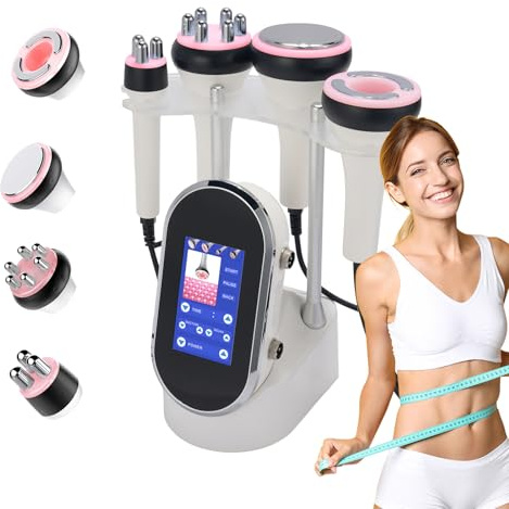 4 in 1 Macchina per Cavitazione, 40K Dispositivo Radiofrequenza Viso e Corpo, Massaggiatore Cellulite Gambe e Glutei, Macchina per Scultura Corporea per Dimagrante e Rassodante