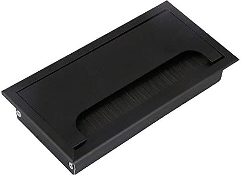 Pasacables Escritorio,Pasacables Aleación de aluminio negro L de 160 mm Escritorio de mesa Rectángulo Cable de cable Outleto Outlet Outlet Puerto con cepillo negro(1pcs)