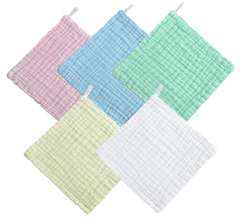 JOINPAYA 5piezas Toallitas De Muselina Para Toallitas De Algodón Absorbentes Para Lavar La Cara De Recién Nacido De Muselina Para Niño